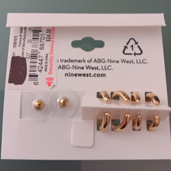 NINE WEST 5pc SET/LOT Mod/Contemporary Gold Ear Cuffs & Stud Earrings**NEW! - Picture 4 of 4